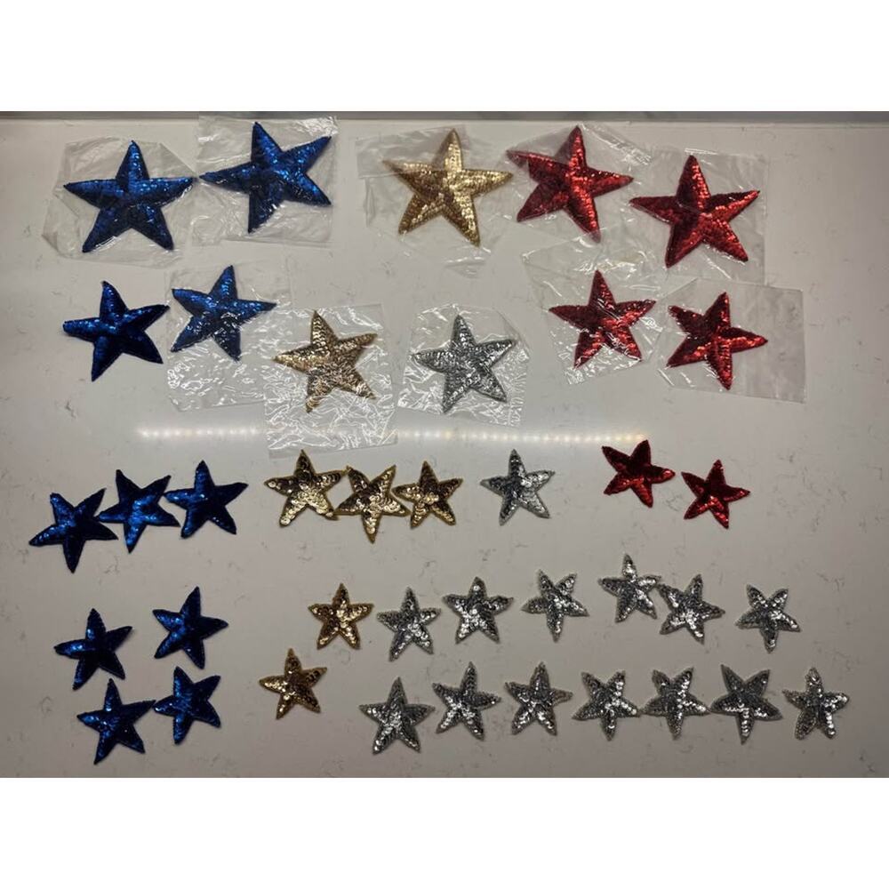 New Lot of Star Sequin Appliqué Patch Craft Sewing Glam - 39 included